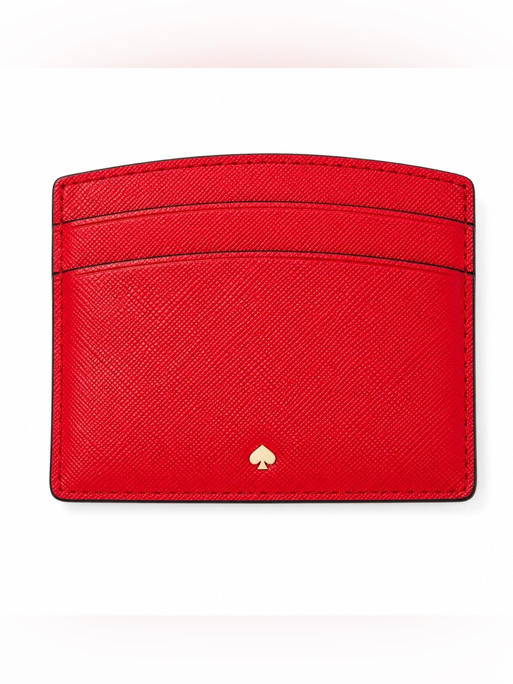 Kate Spade Red Saffiano Leather Card Case with Gold Logo - Picture 2 of 2